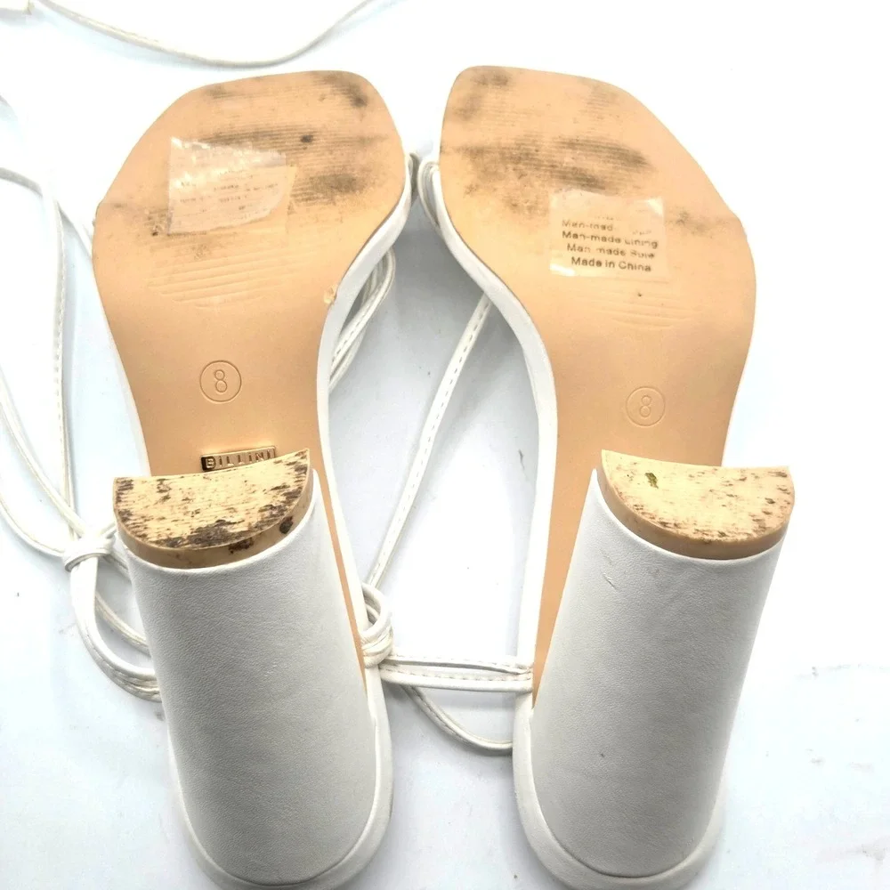 Billini High Heel Strappy Lace‎ Up Sandals  Women's Size 8 White